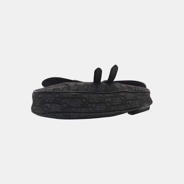 Saddle Medium Oblique Canvas Black
