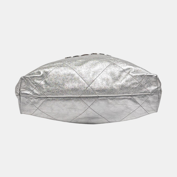 CHANEL 22 Small Quilted Calfskin Silver
