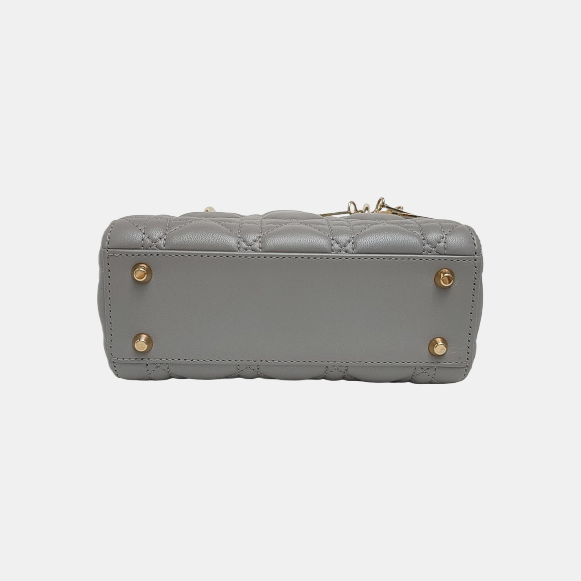Lady Dior Mini Quilted Lambskin Grey