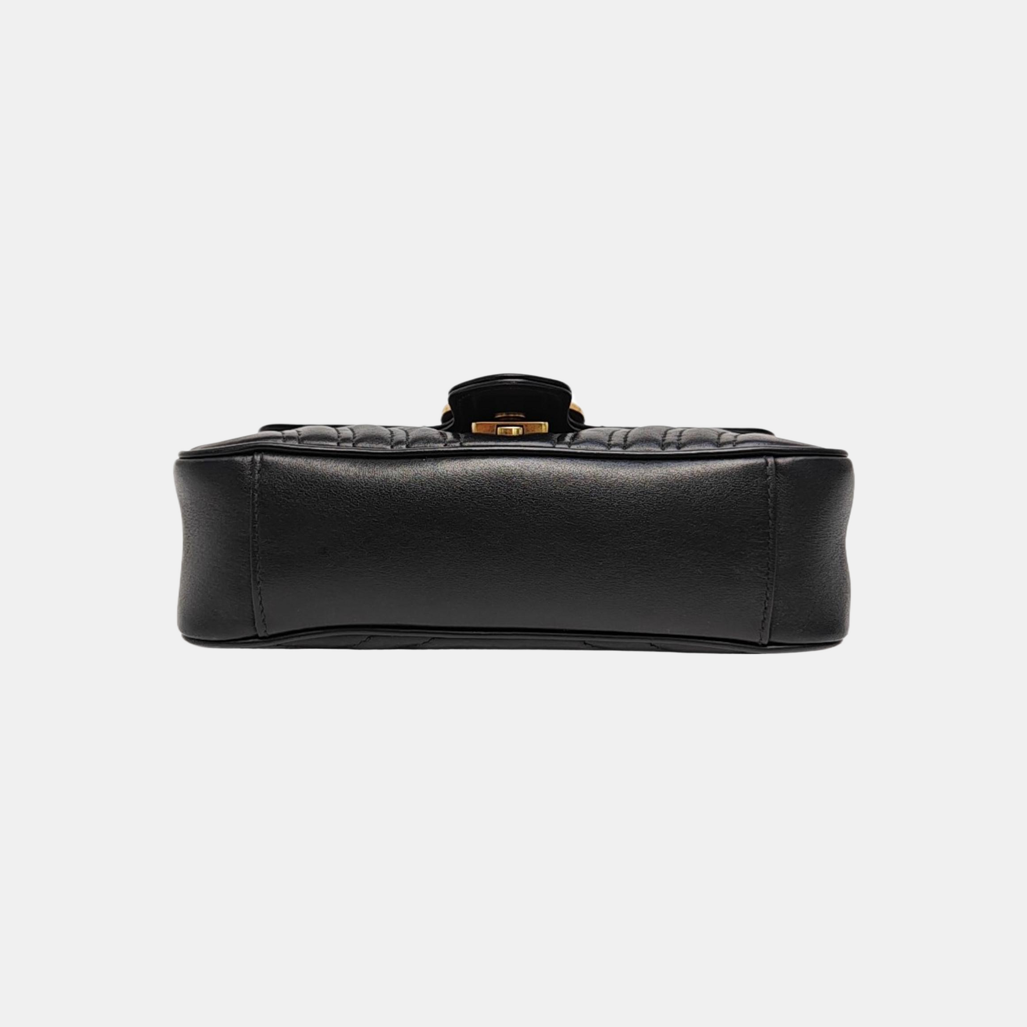 GG Marmont Small Quilted Calfskin Black