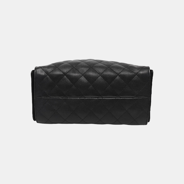 CHANEL 25 Small Quilted Grained Calfskin Black