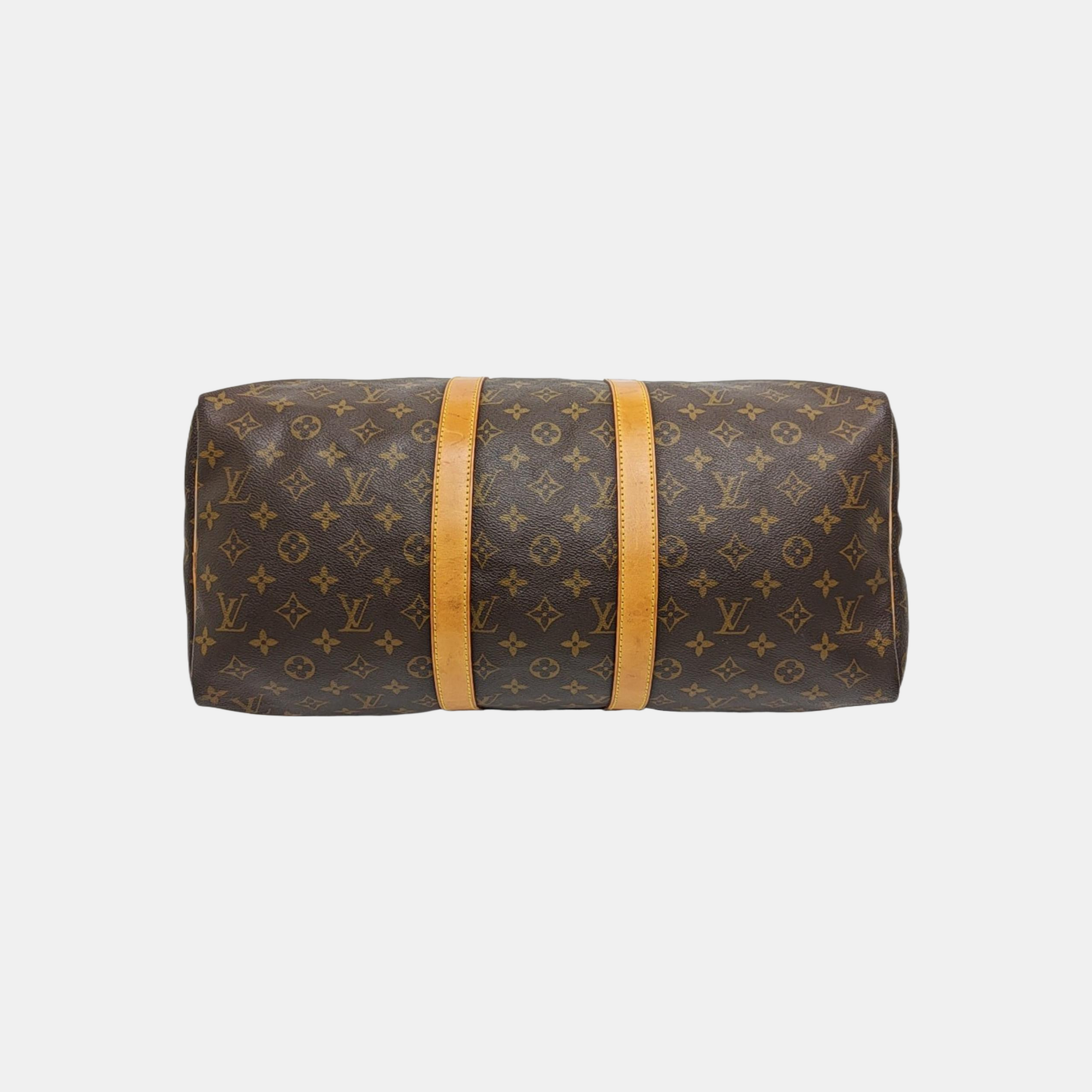 KEEPALL 45 Monogram Coated Canvas Brown