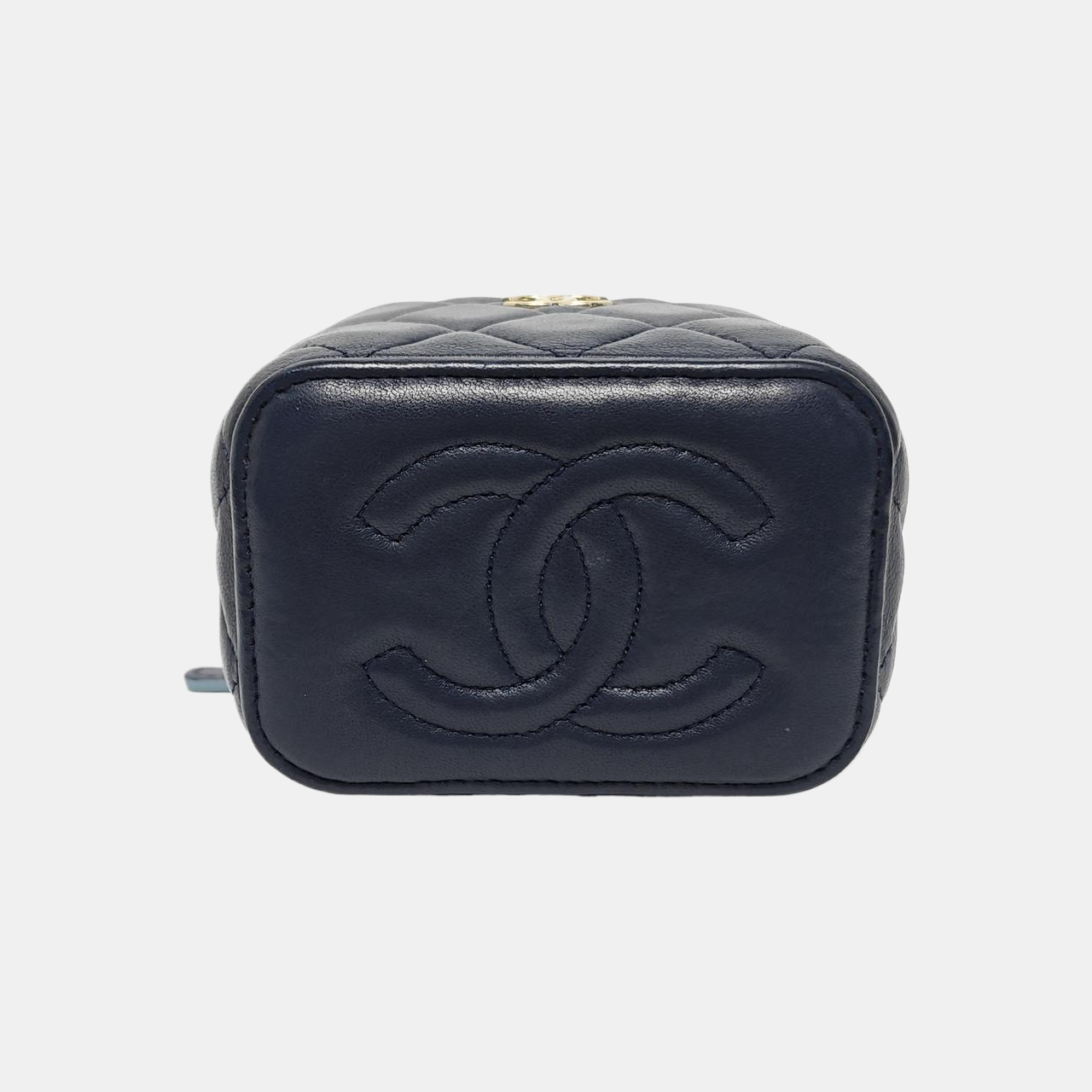 VINTAGE COSMETIC BAGS Quilted Lambskin Blue