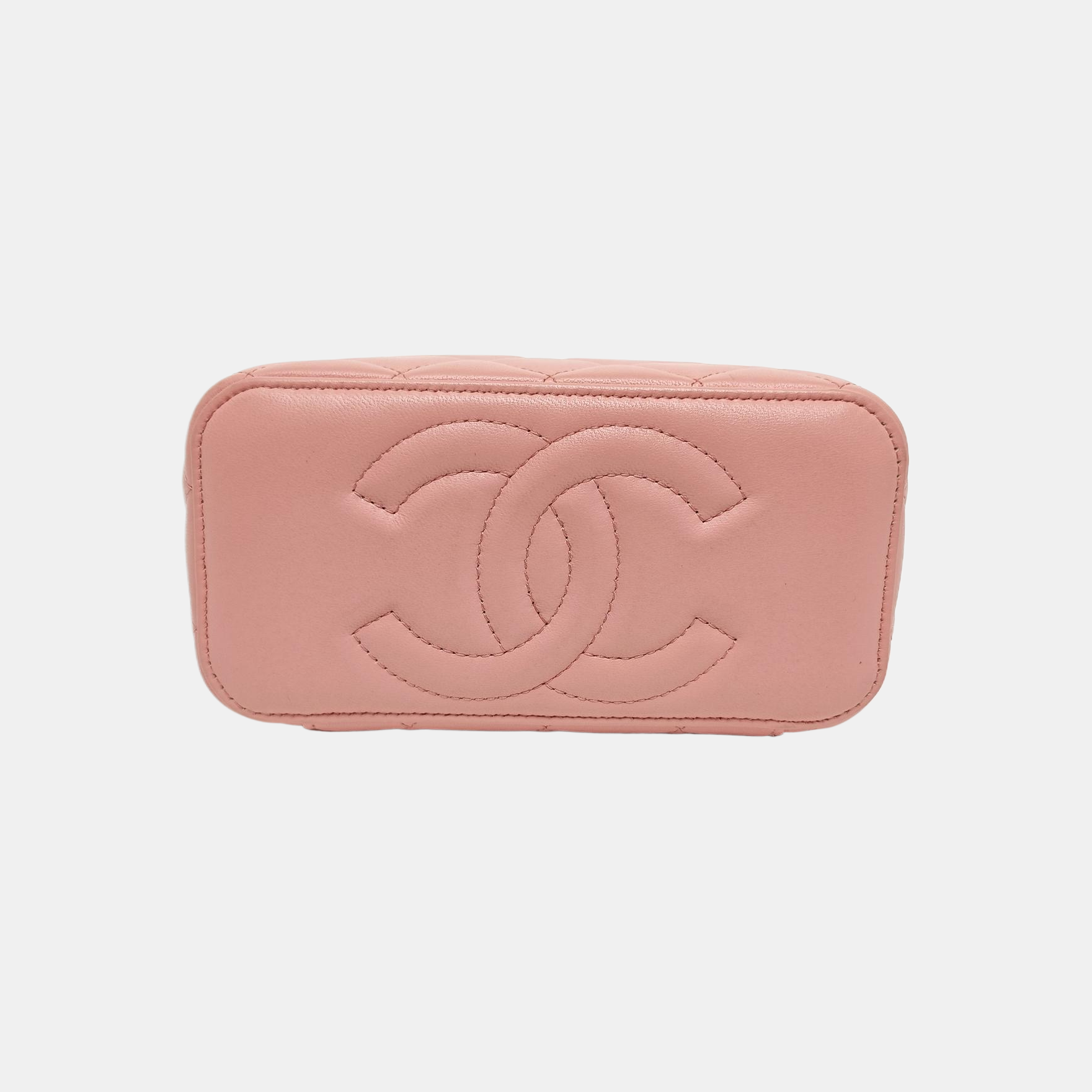 VANITY CASE Small Quilted Lambskin Pink