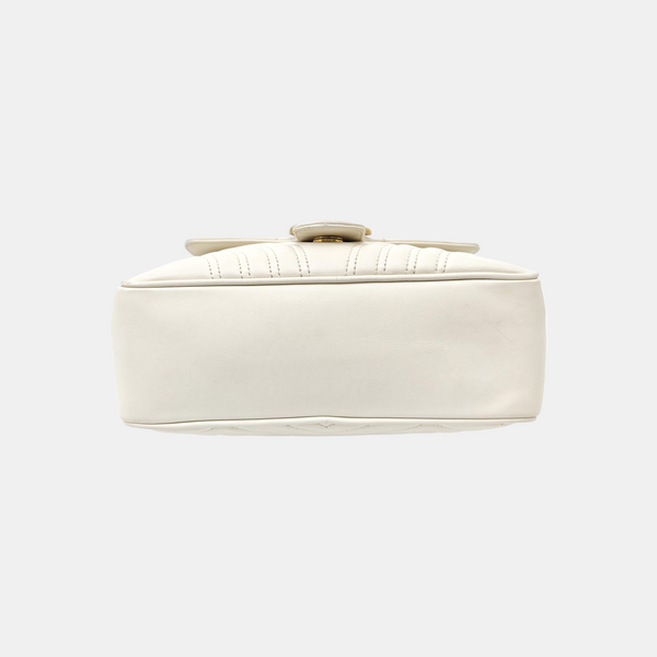 GG Marmont Medium Quilted Calfskin White