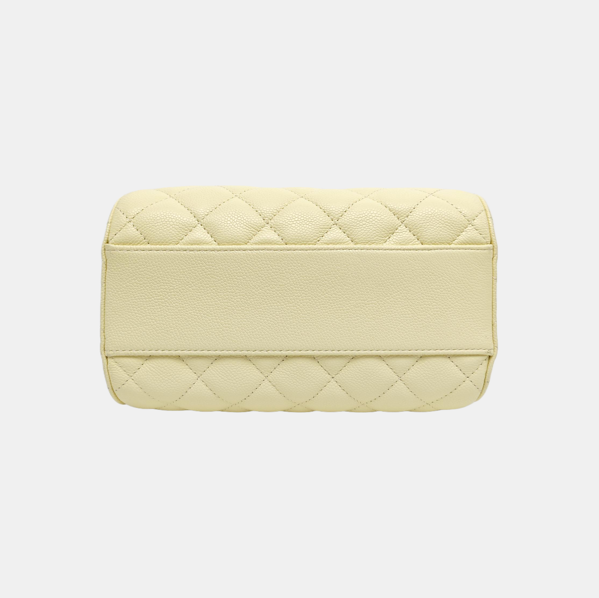 BOWLING Small Quilted Grained Calfskin Yellow