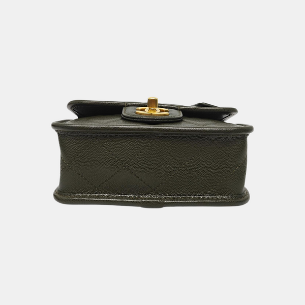 Quilted Grained Calfskin Small Green