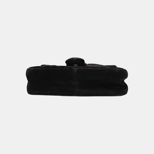 GG Marmont Pequeño Terciopelo Acolchado Negro