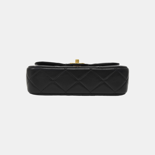 Quilted Lambskin Shoulder Bag Black