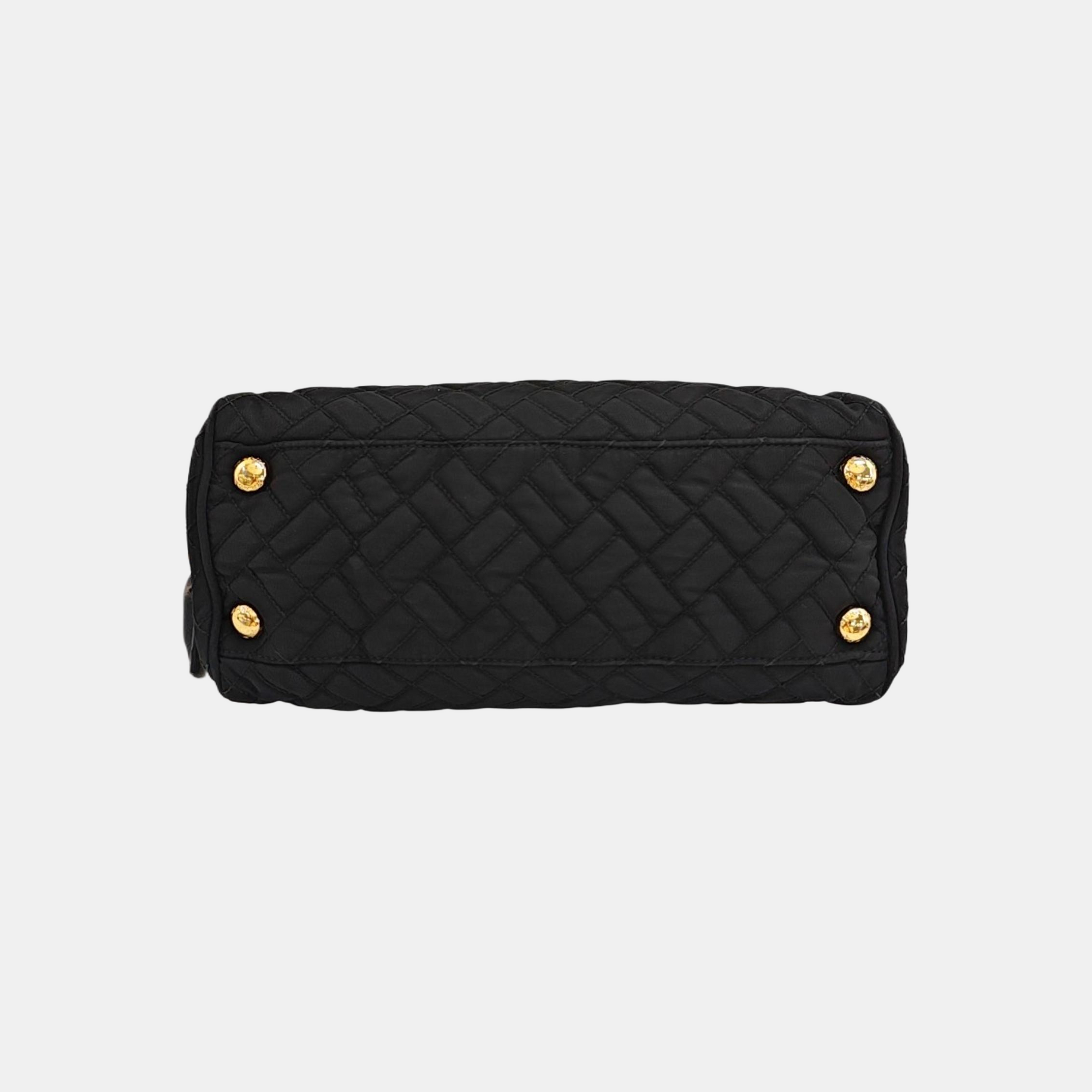 Quilted Nylon Shoulder Bag Black