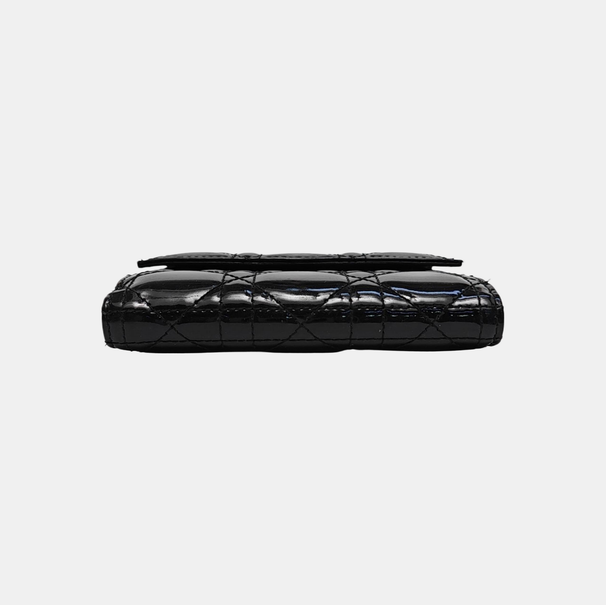 Cannage Patent Leather Wallet Black