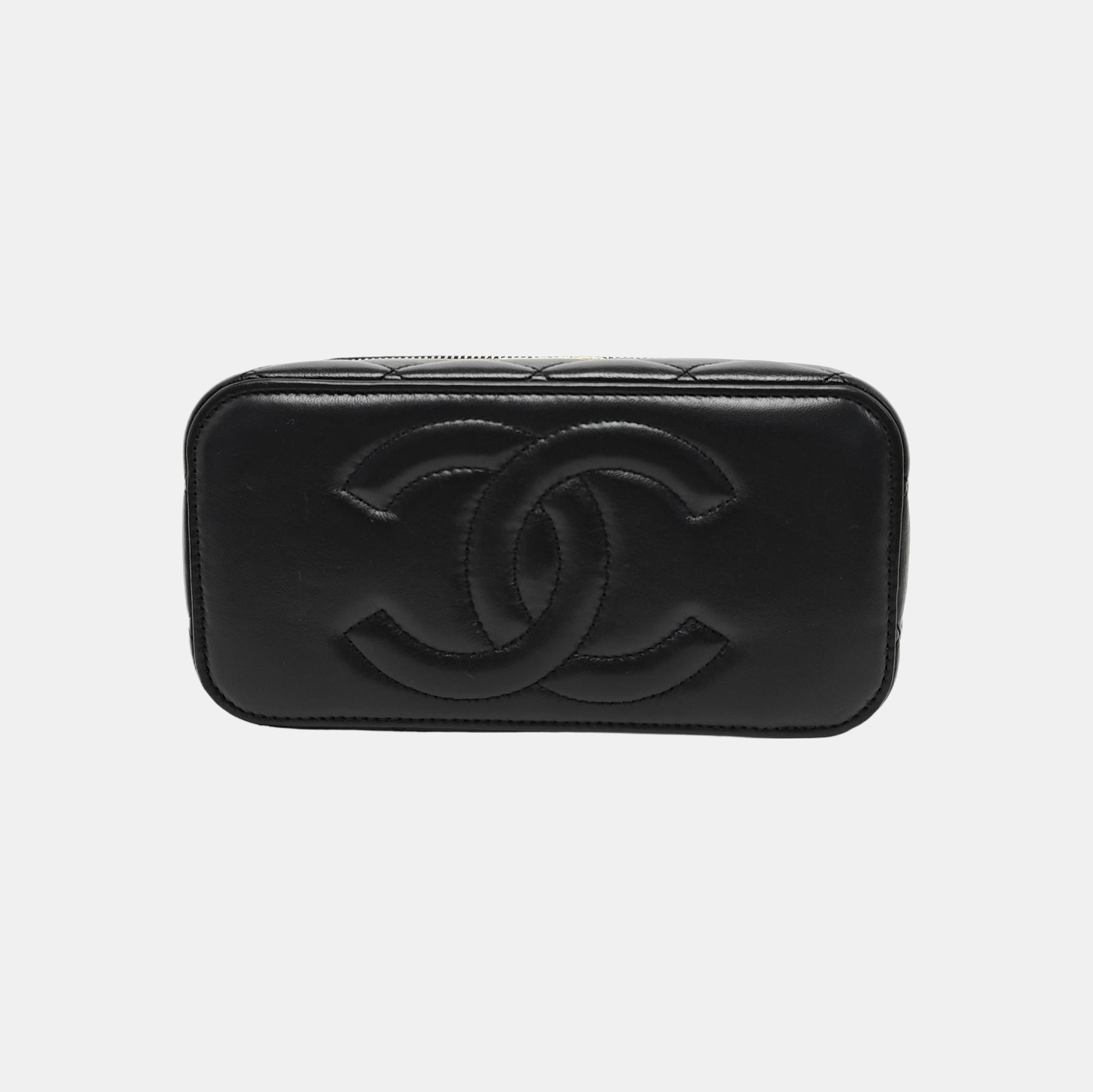 VANITY CASE Small Quilted Lambskin Black