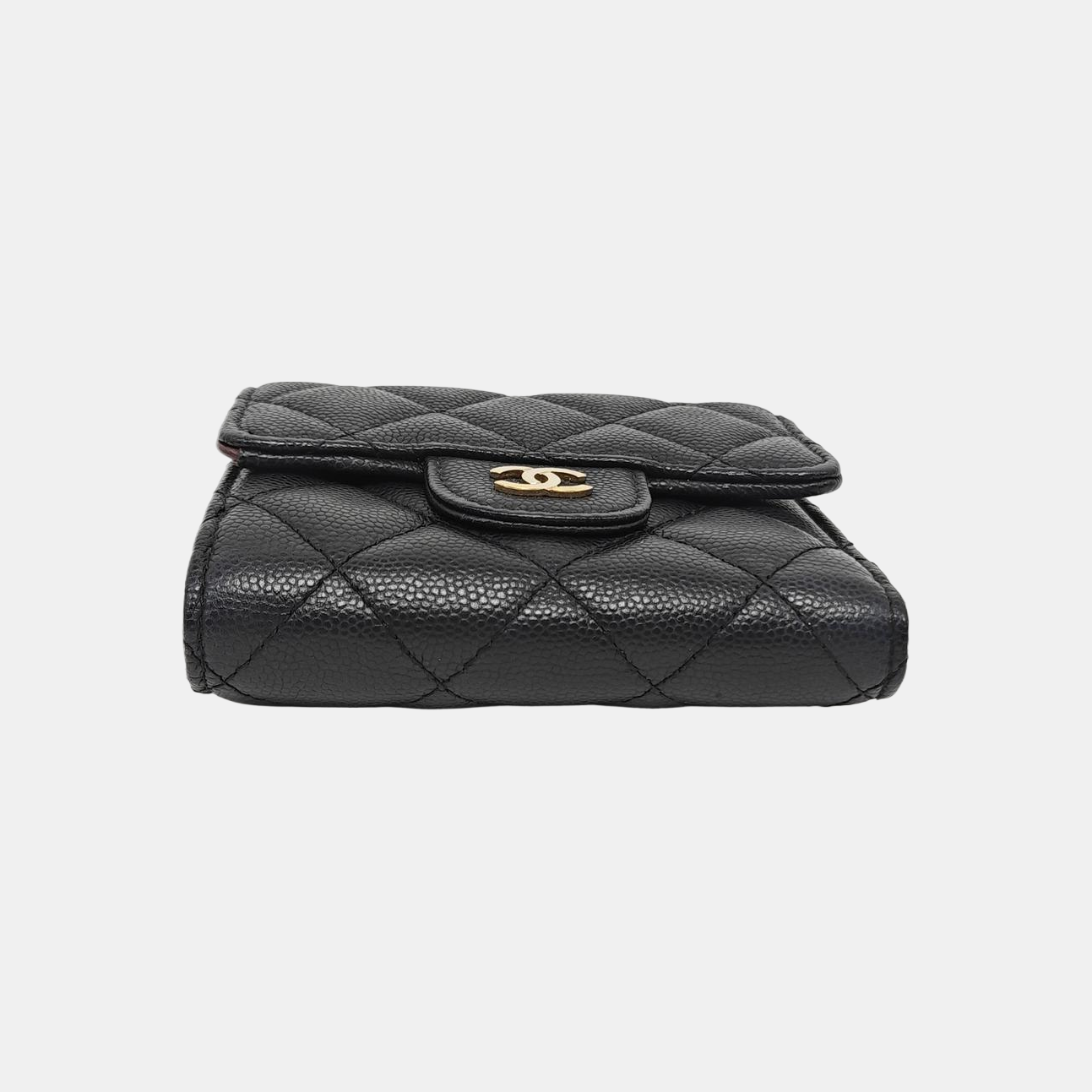 Quilted Grained Calfskin Wallet Black