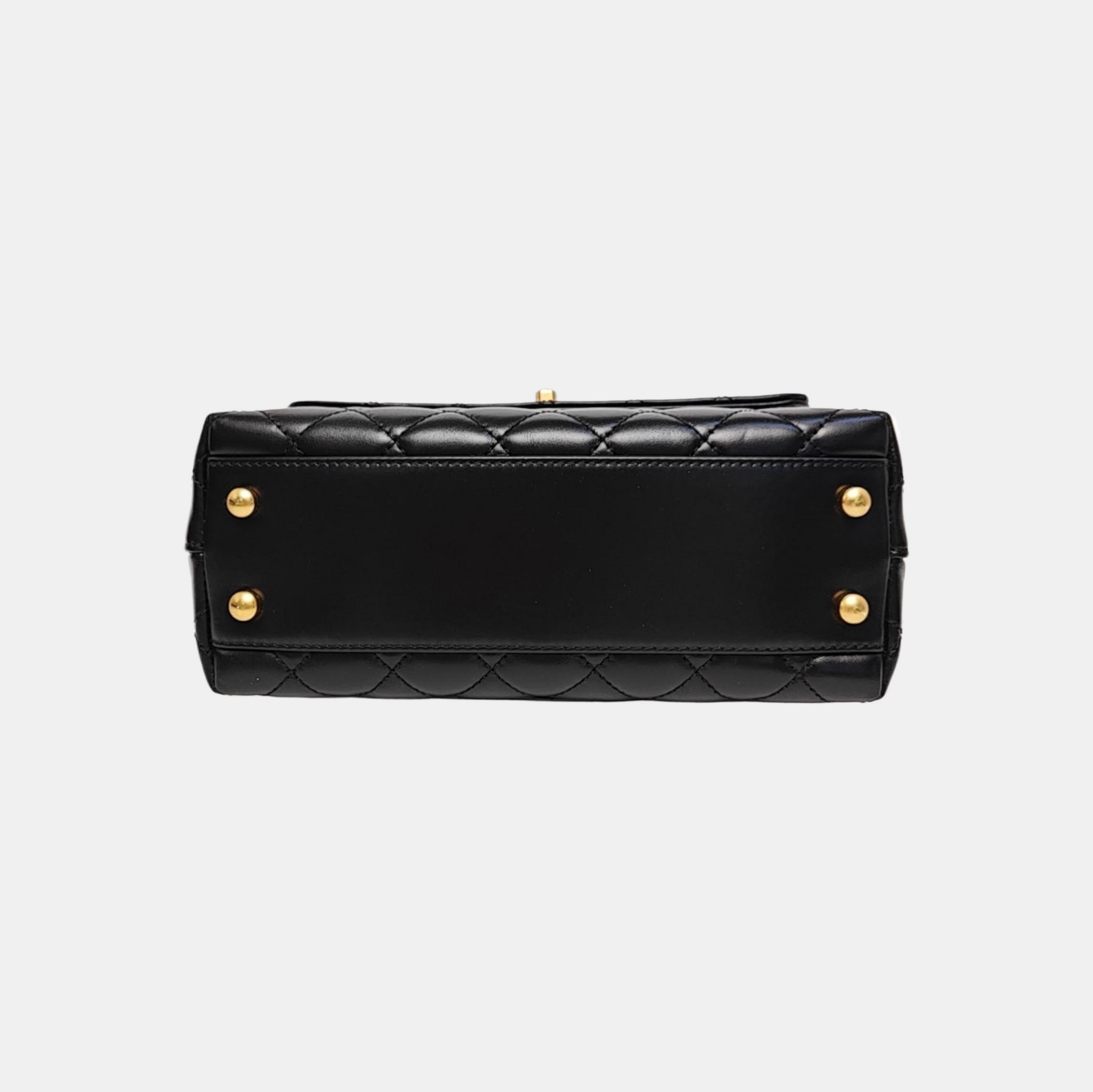 COCO HANDLE Small Quilted Calfskin Black