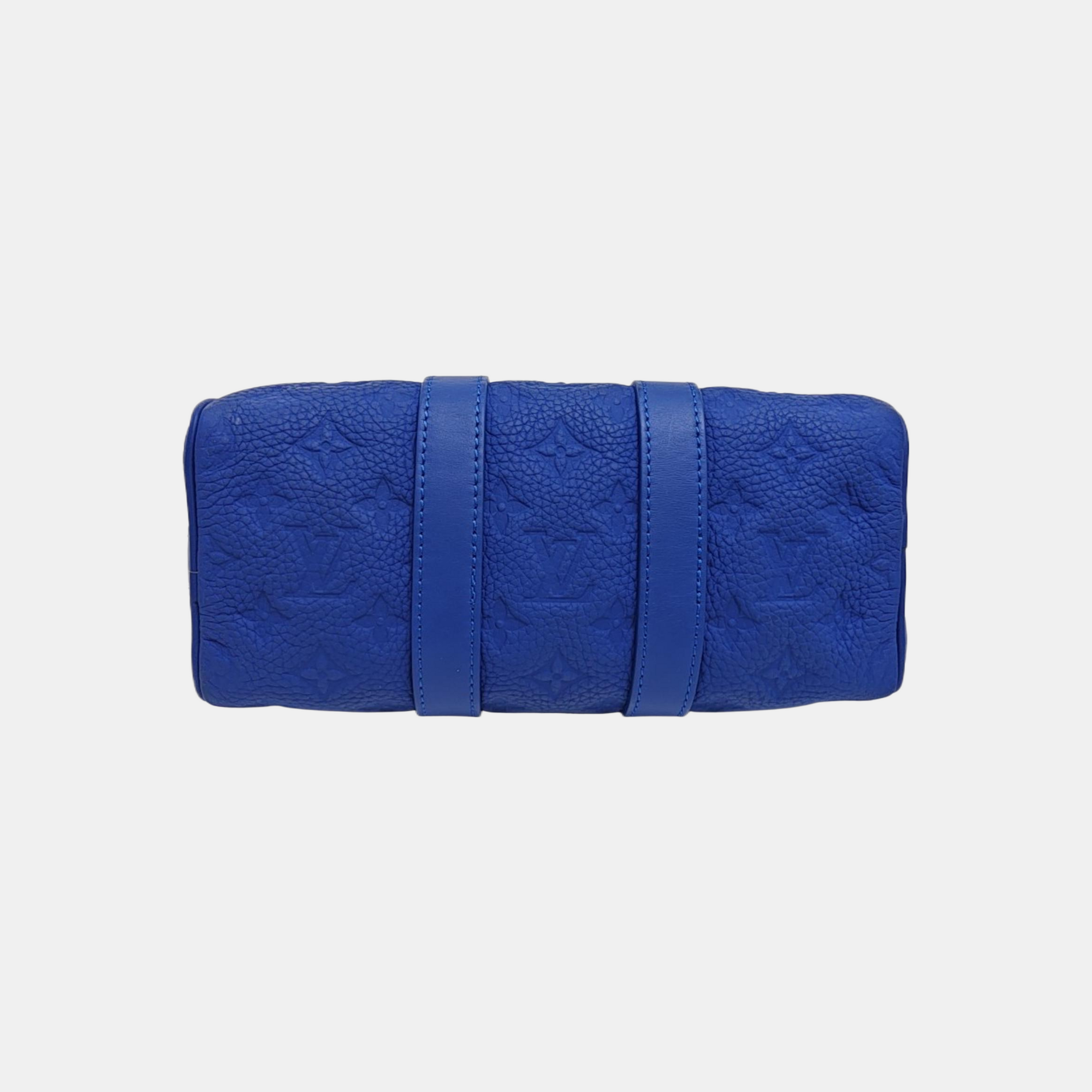 KEEPALL Monogram Calfskin Blue