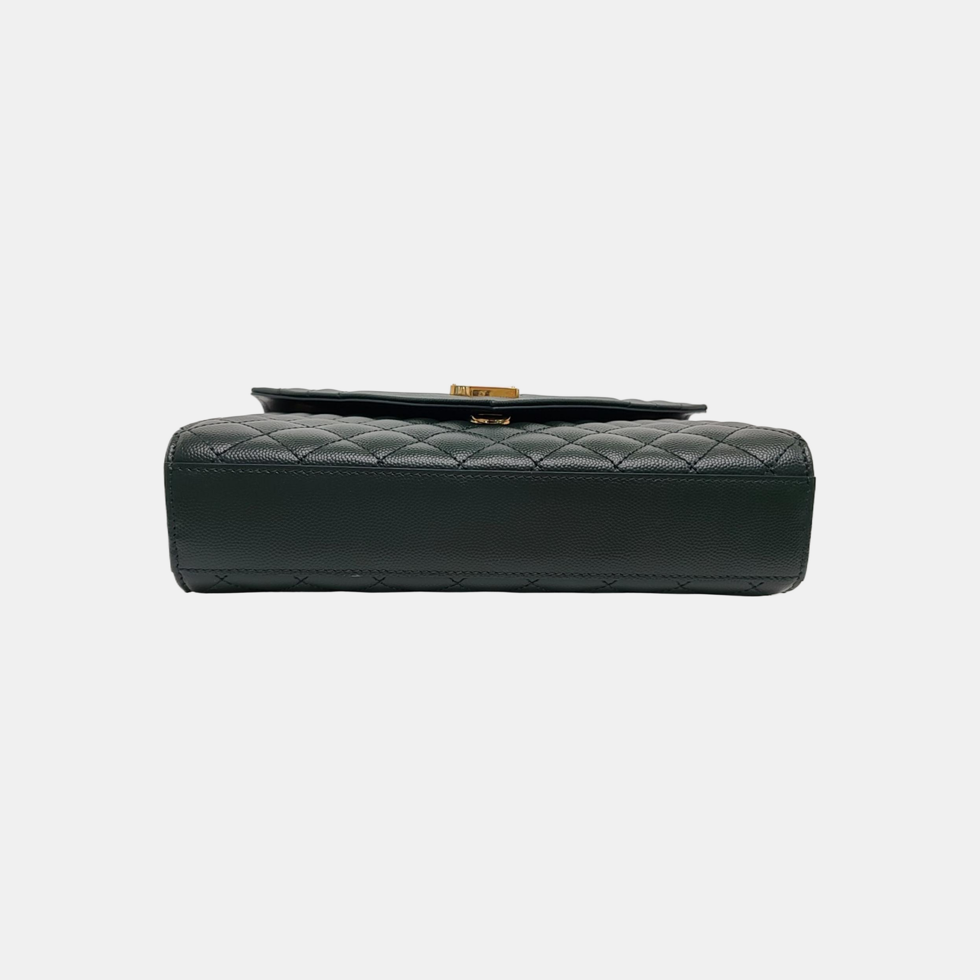 ENVELOPE Medium Chevron, Quilted Calfskin Green