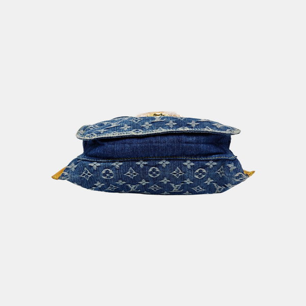 Monogram Denim Tote Bag Blue