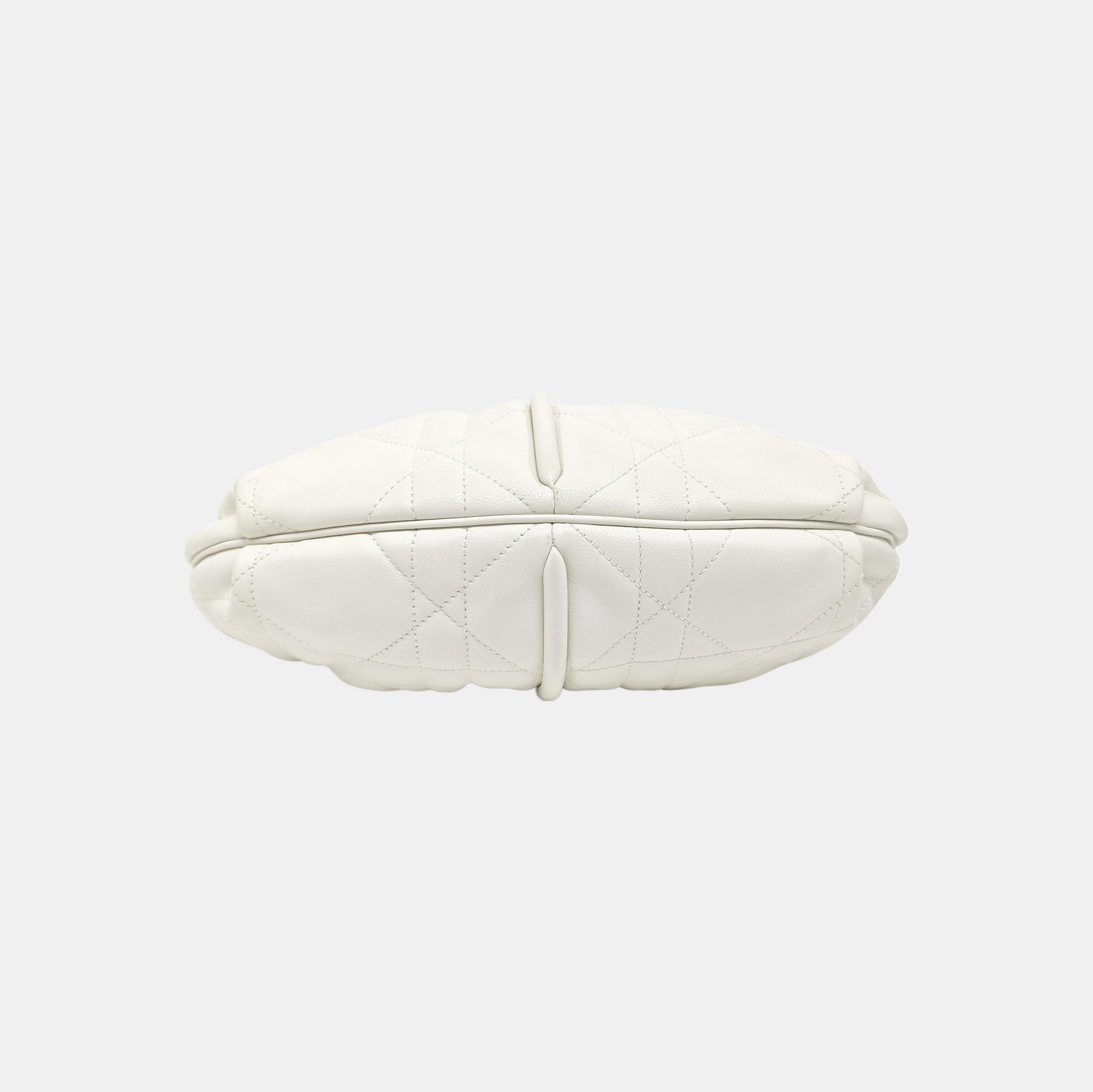 Cannage Calfskin Shoulder Bag White