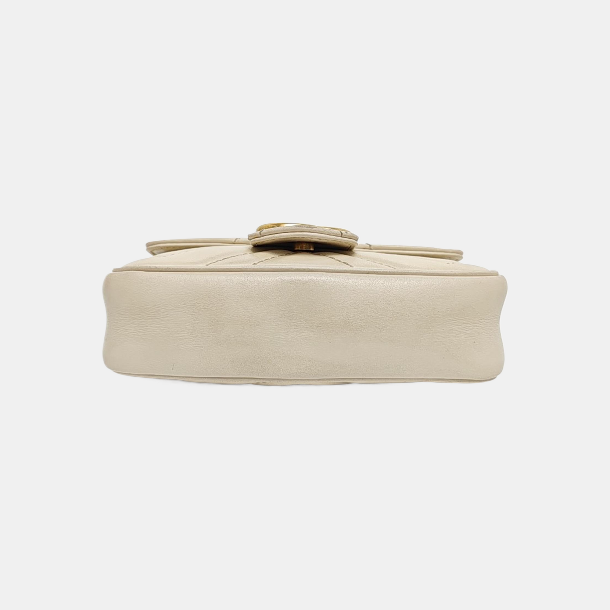 GG Marmont Mini Quilted Calfskin White