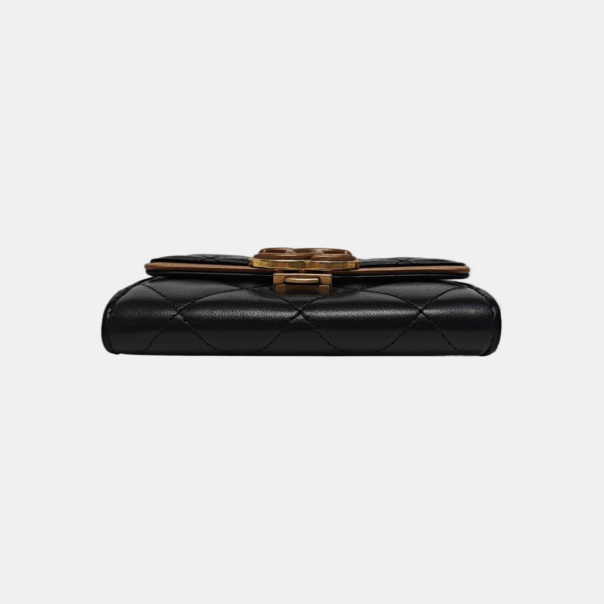 Quilted Lambskin Card Holder Black