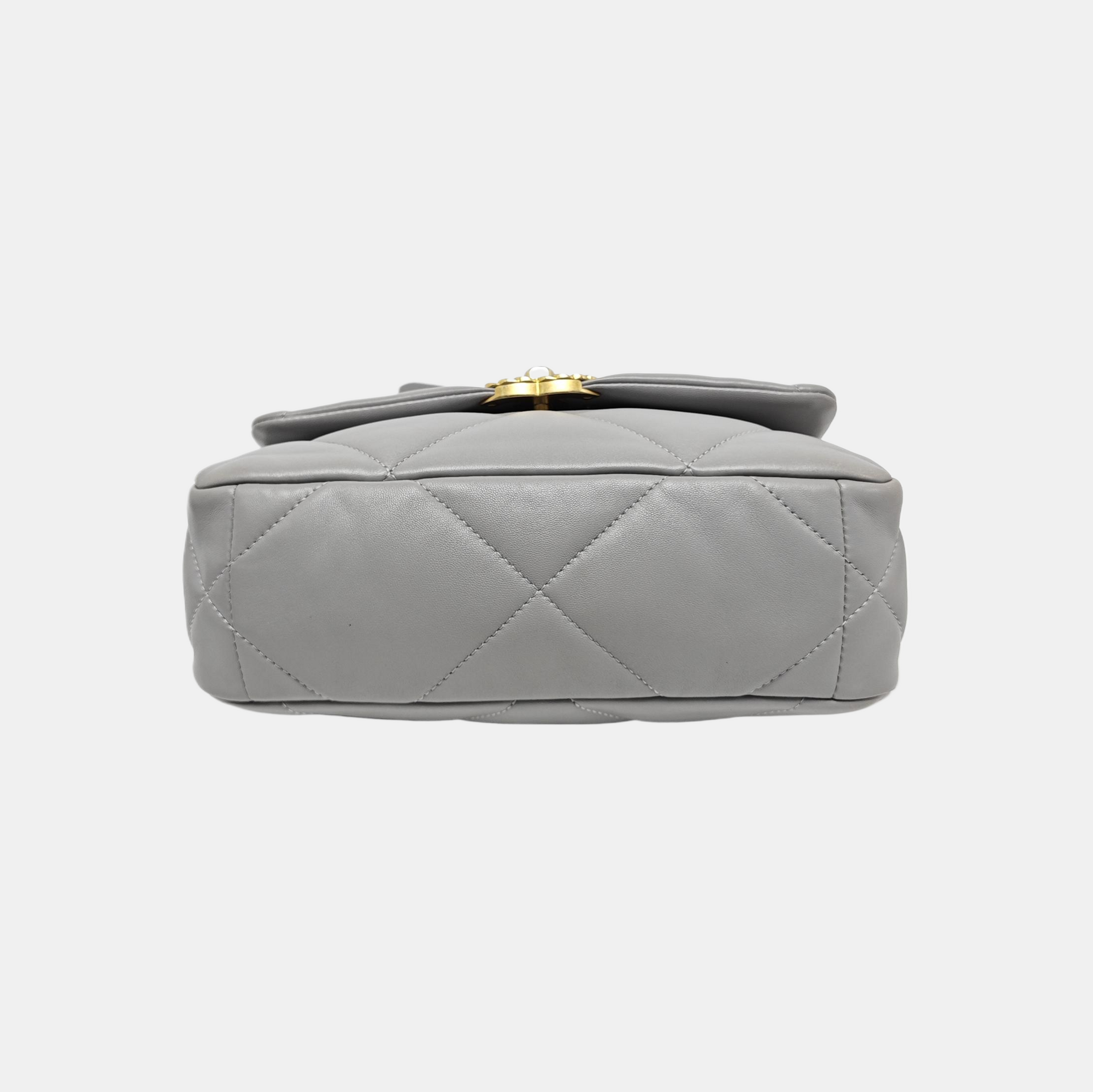 CHANEL 19 Small Quilted Lambskin Gray