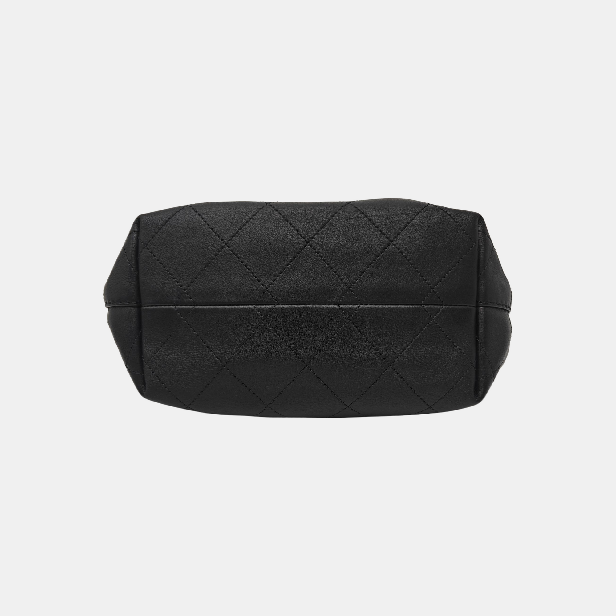 Quilted Calfskin Top Handle Bag Black