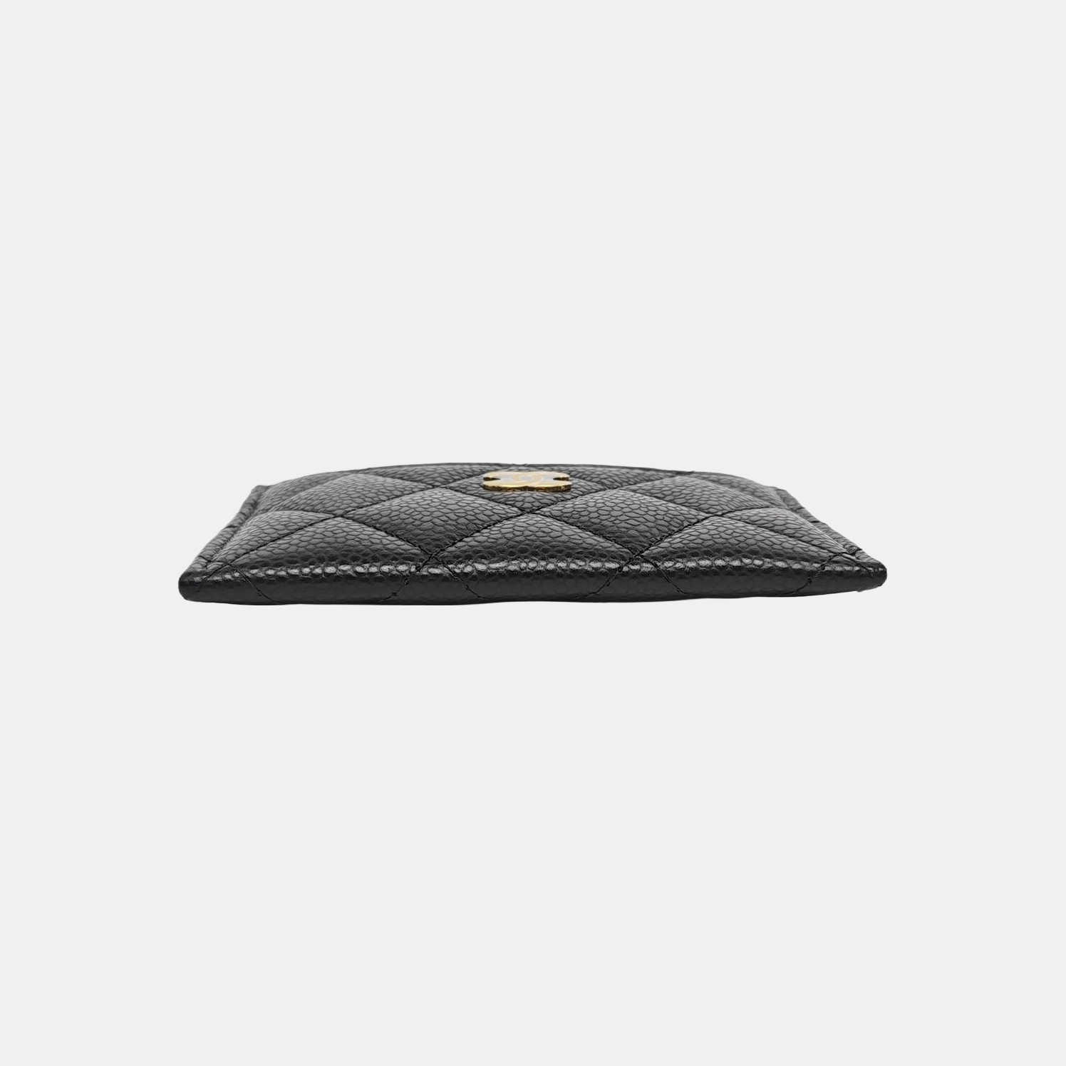 Quilted Grained Calfskin Card Holder Black