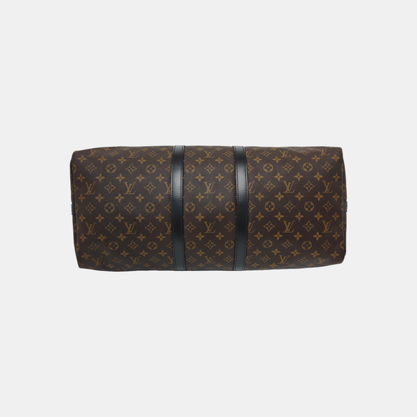 KEEPALL 55 Monogram Coated Canvas Brown