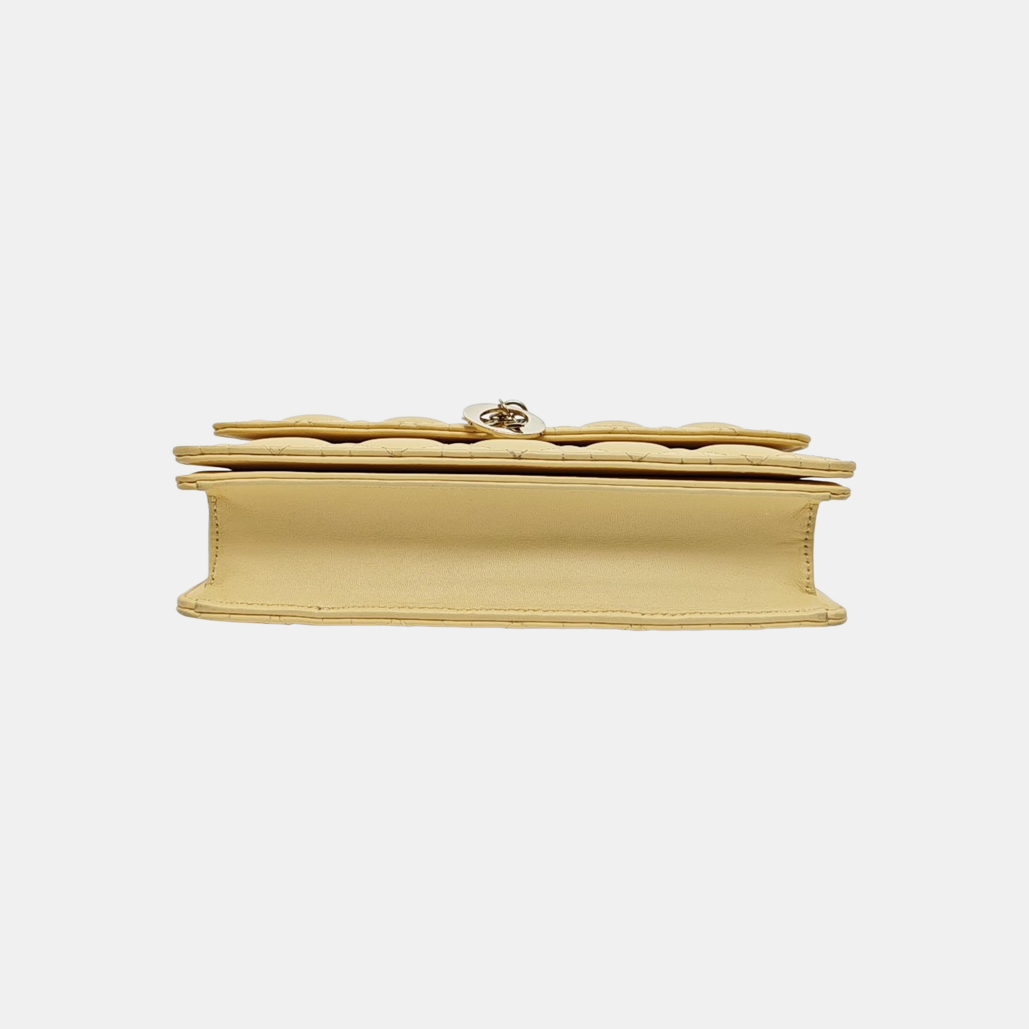 Authenticated pre-owned  Lady Dior Quilted Lambskin Yellow - Shoulder Bag at Looply