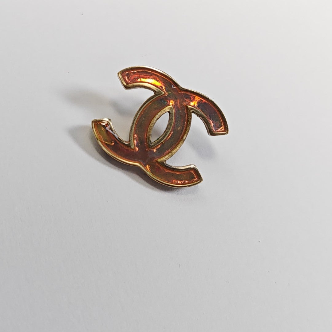 CC Logo Metal Gold Stud Earrings