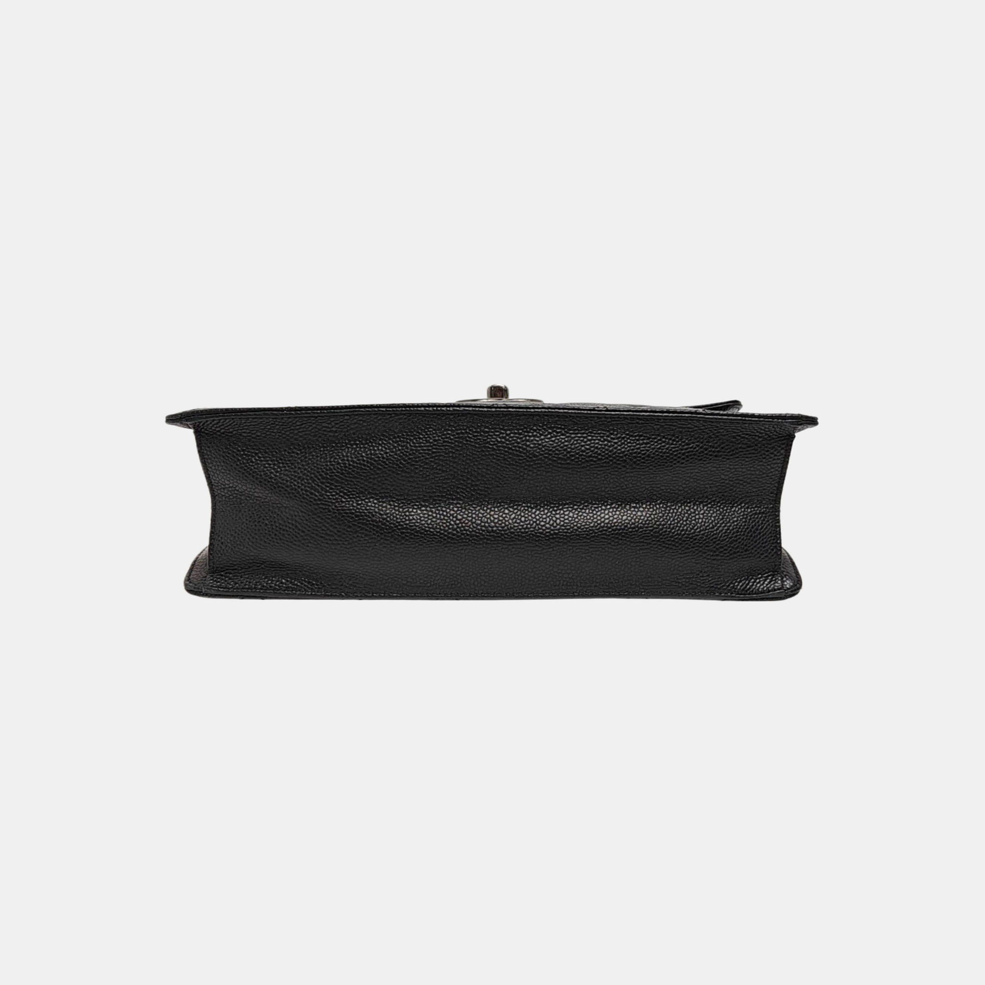 Quilted Grained Calfskin Shoulder Bag Black