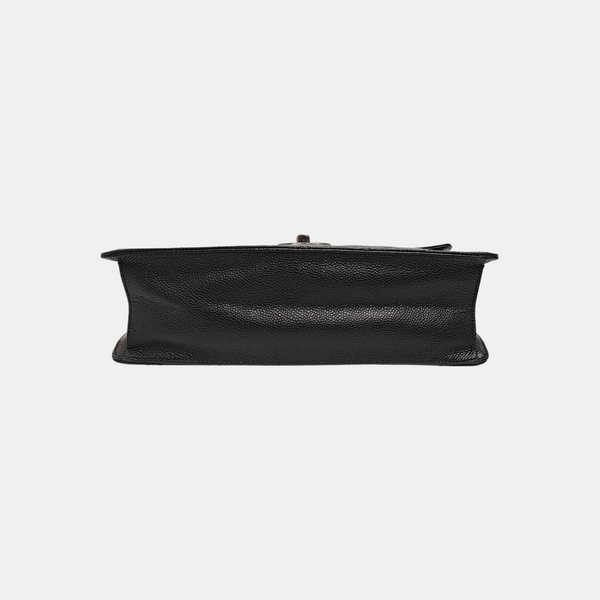 Quilted Grained Calfskin Shoulder Bag Black