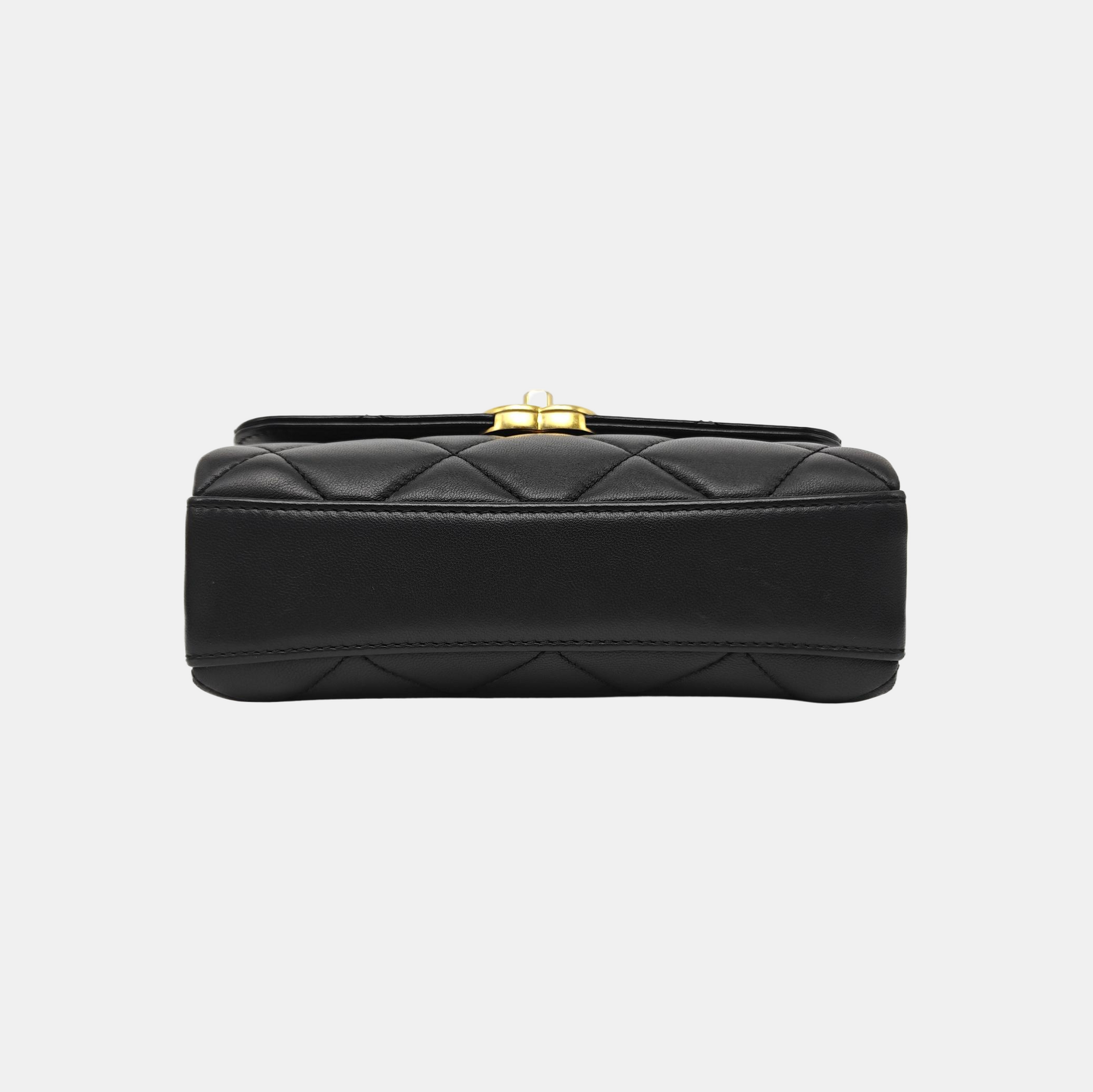Quilted Lambskin Shoulder Bag Black