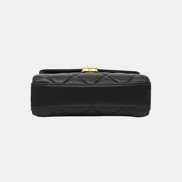 Quilted Lambskin Shoulder Bag Black