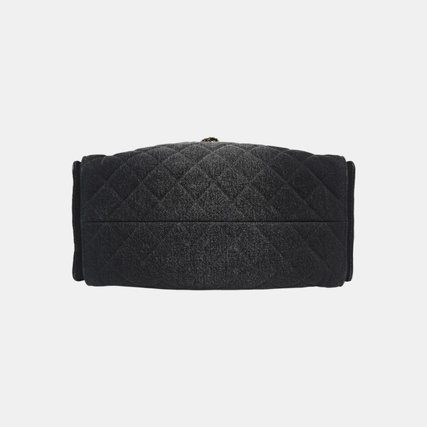 CHANEL 25 Medium Quilted Denim Black