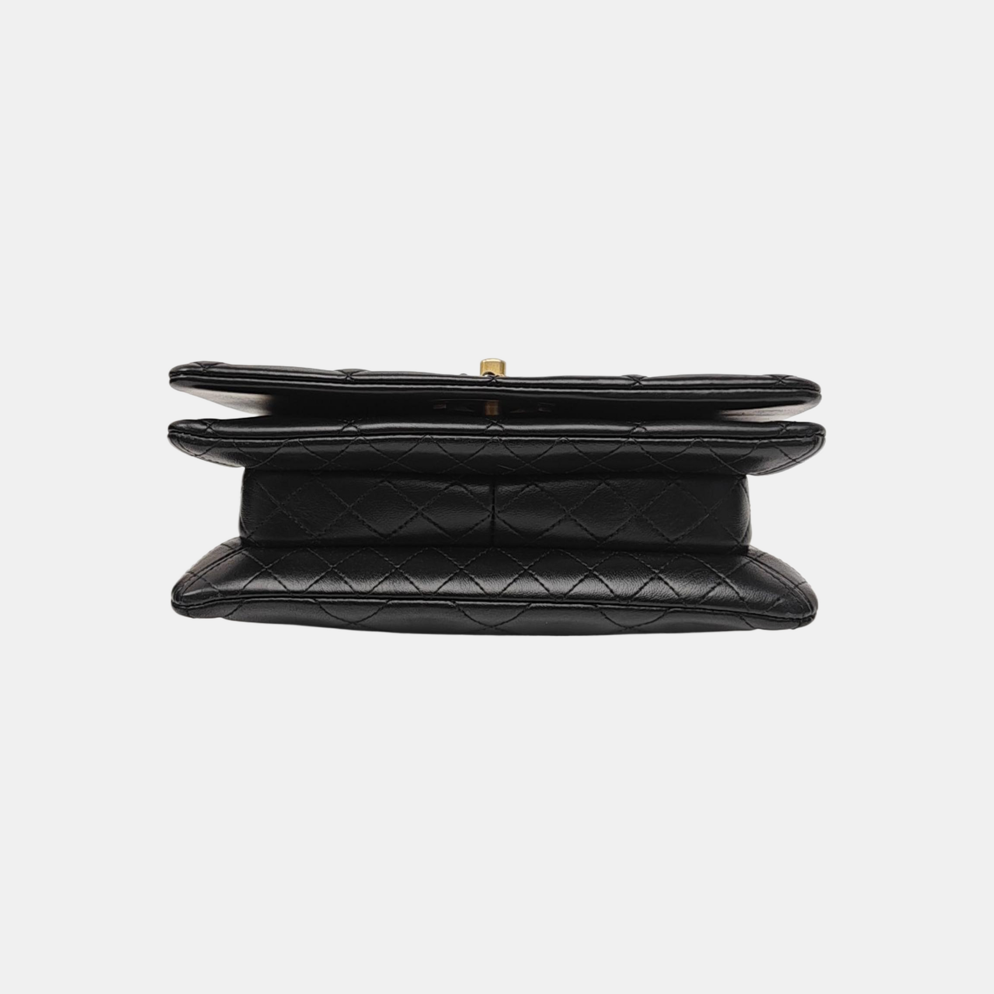 Quilted Lambskin Shoulder Bag Black