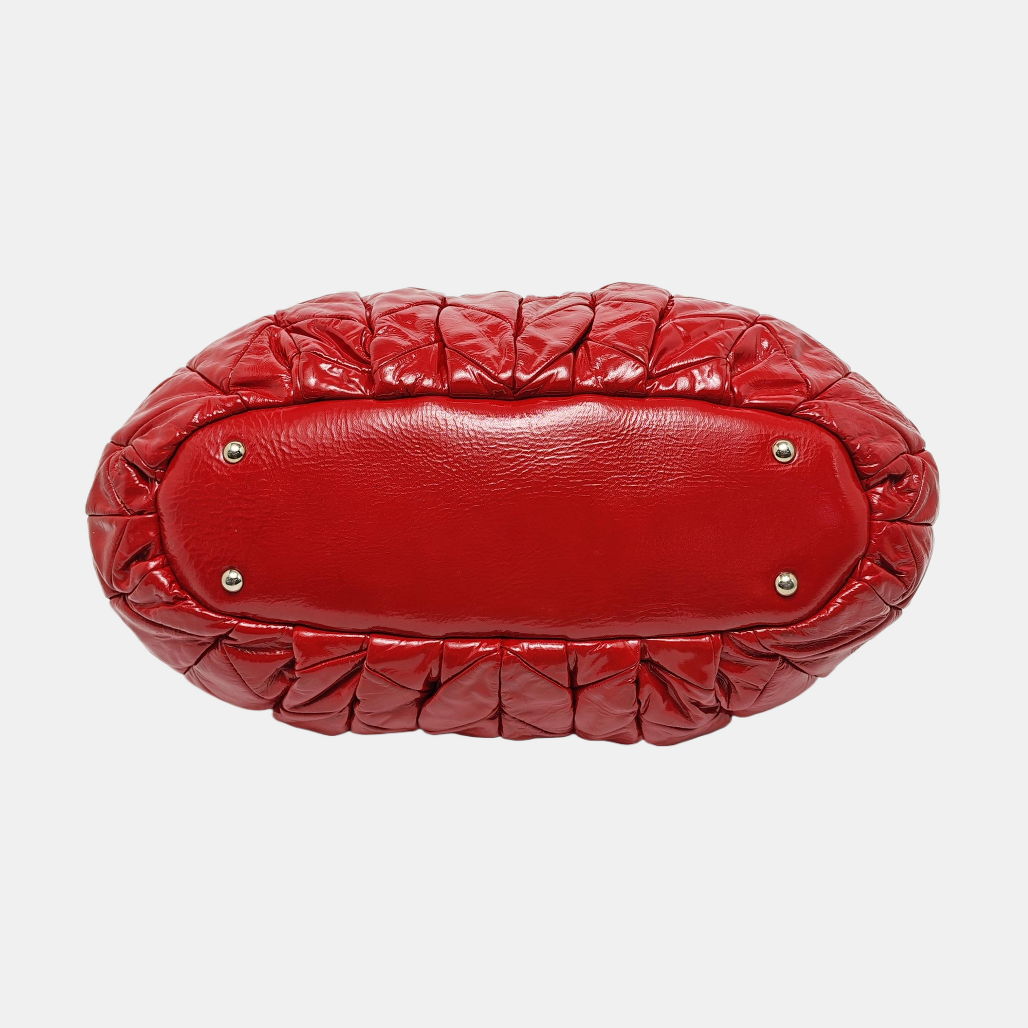 Quilted Patent Leather Shoulder Bag Red
