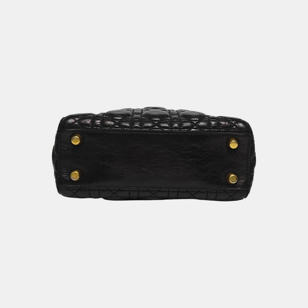 Authenticated pre-owned  Lady Dior Small Quilted Lambskin Black - Tote Bag at Looply