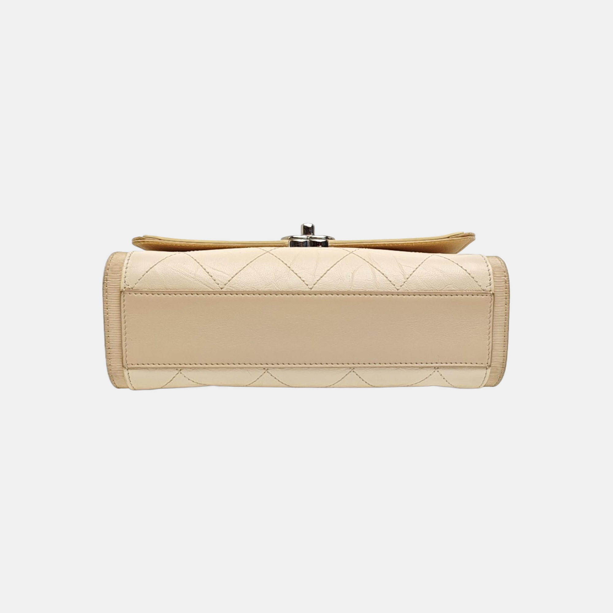 Quilted Calfskin Shoulder Bag Beige