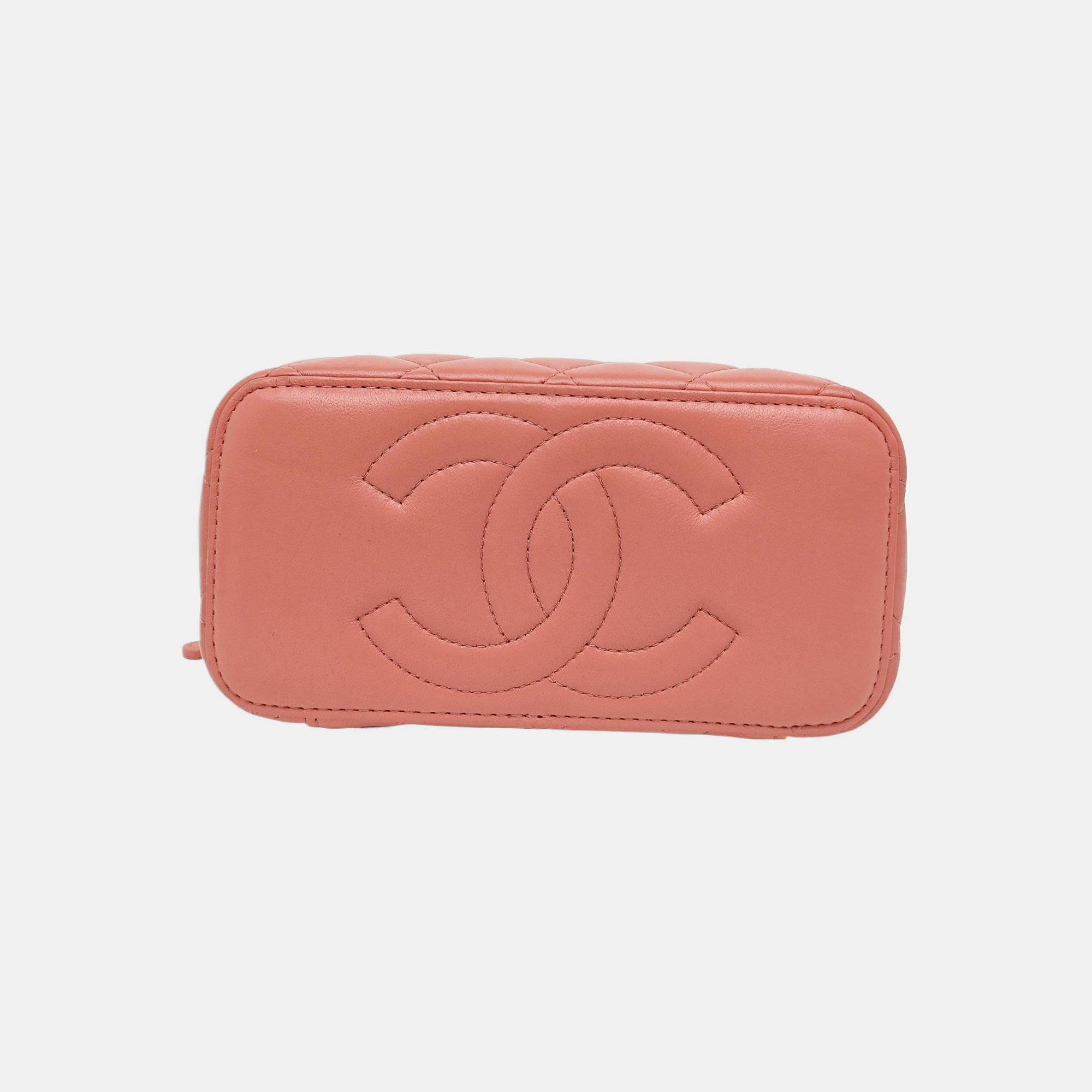 VANITY CASE Small Quilted Lambskin Pink