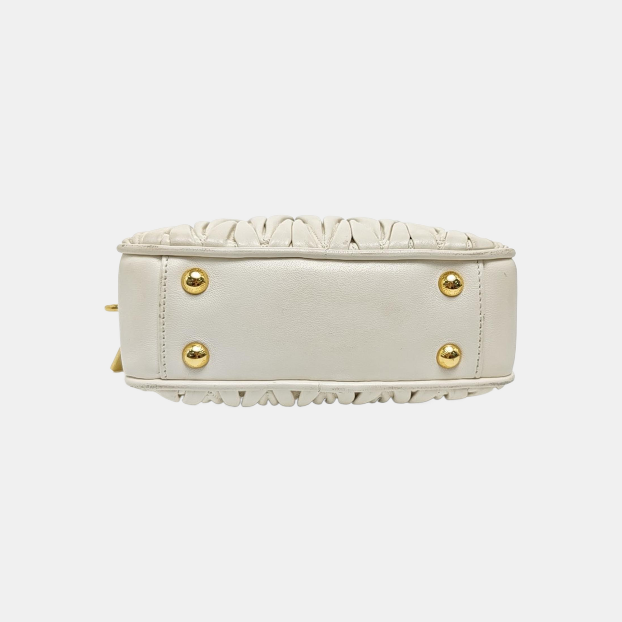 Arcadie Matelassé Mini Quilted Lambskin White