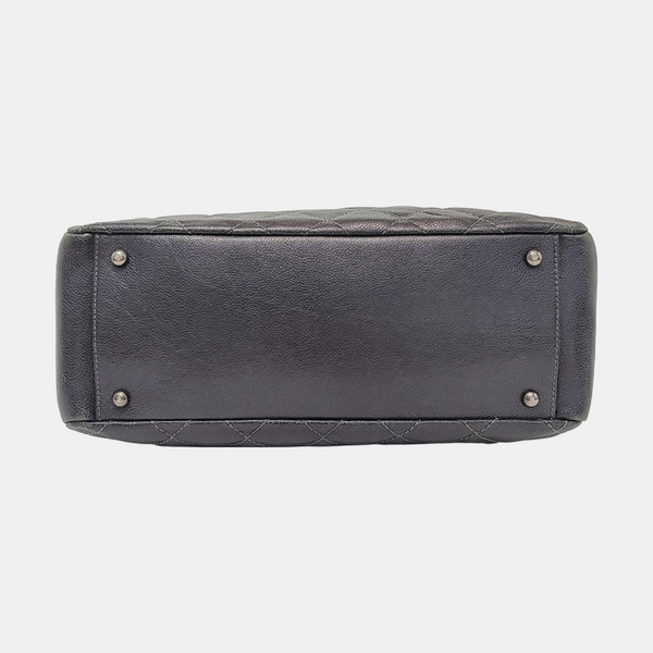 CC TIMELESS SOFT Small Quilted Grained Calfskin Gray