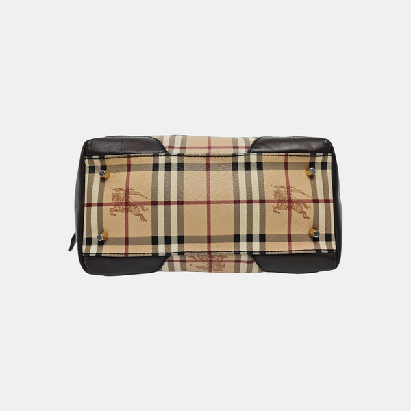 Coated Canvas Top Handle Bag Beige