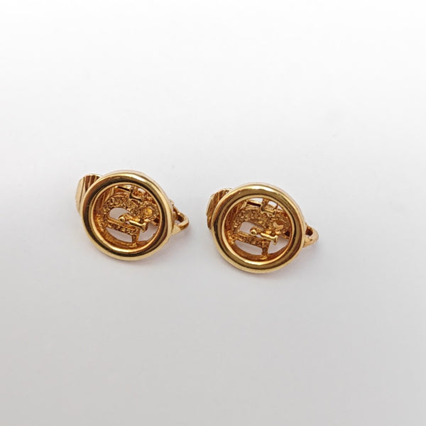 Dior Oblique Metal Gold Clip On Earrings