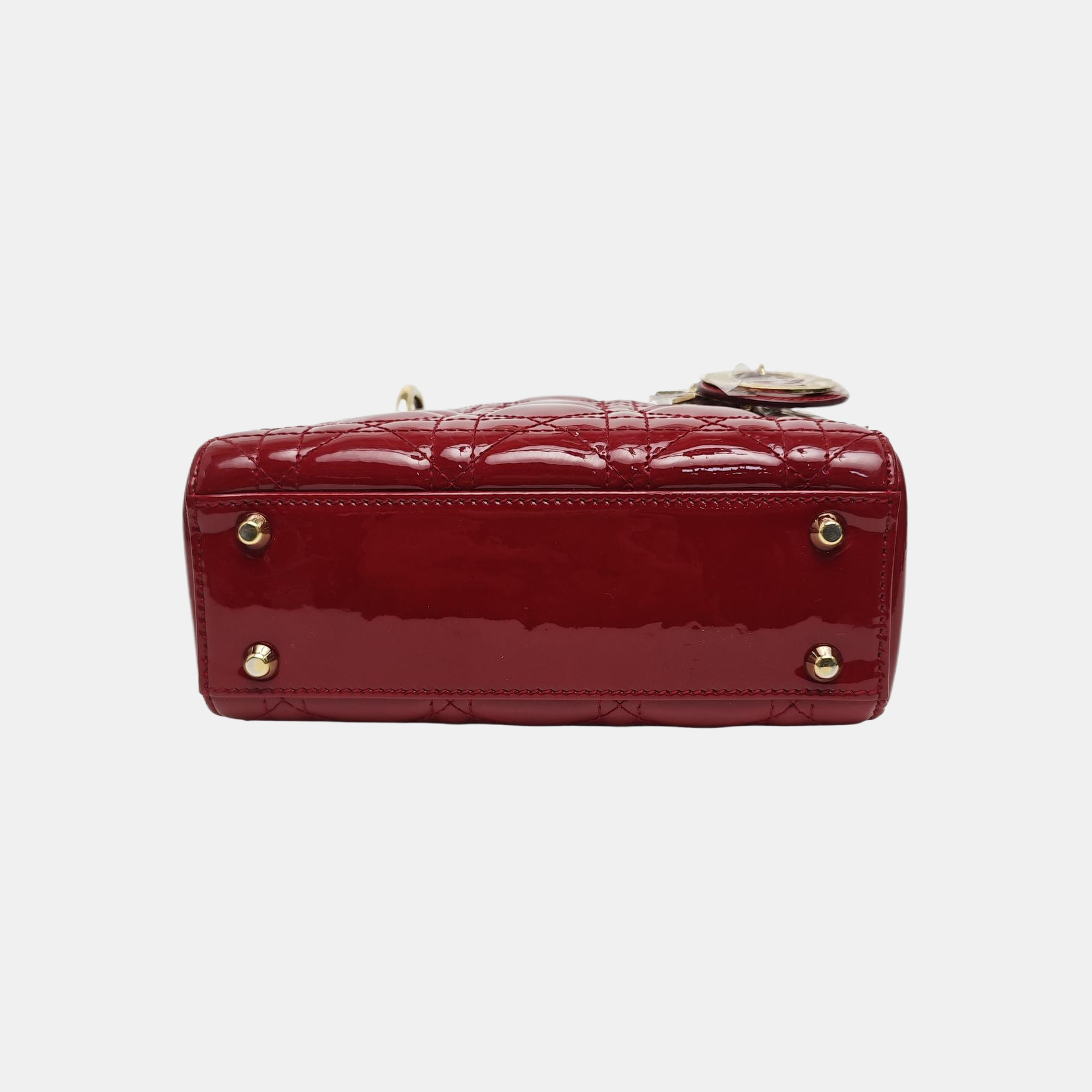 Lady Dior Mini Cannage Patent Calfskin Red