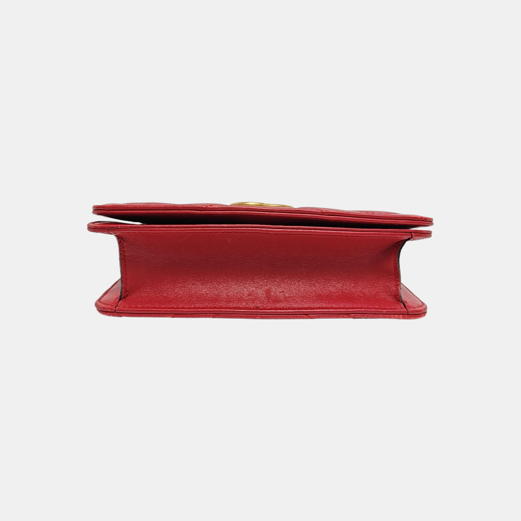GG Marmont Super Mini Quilted Calfskin Red