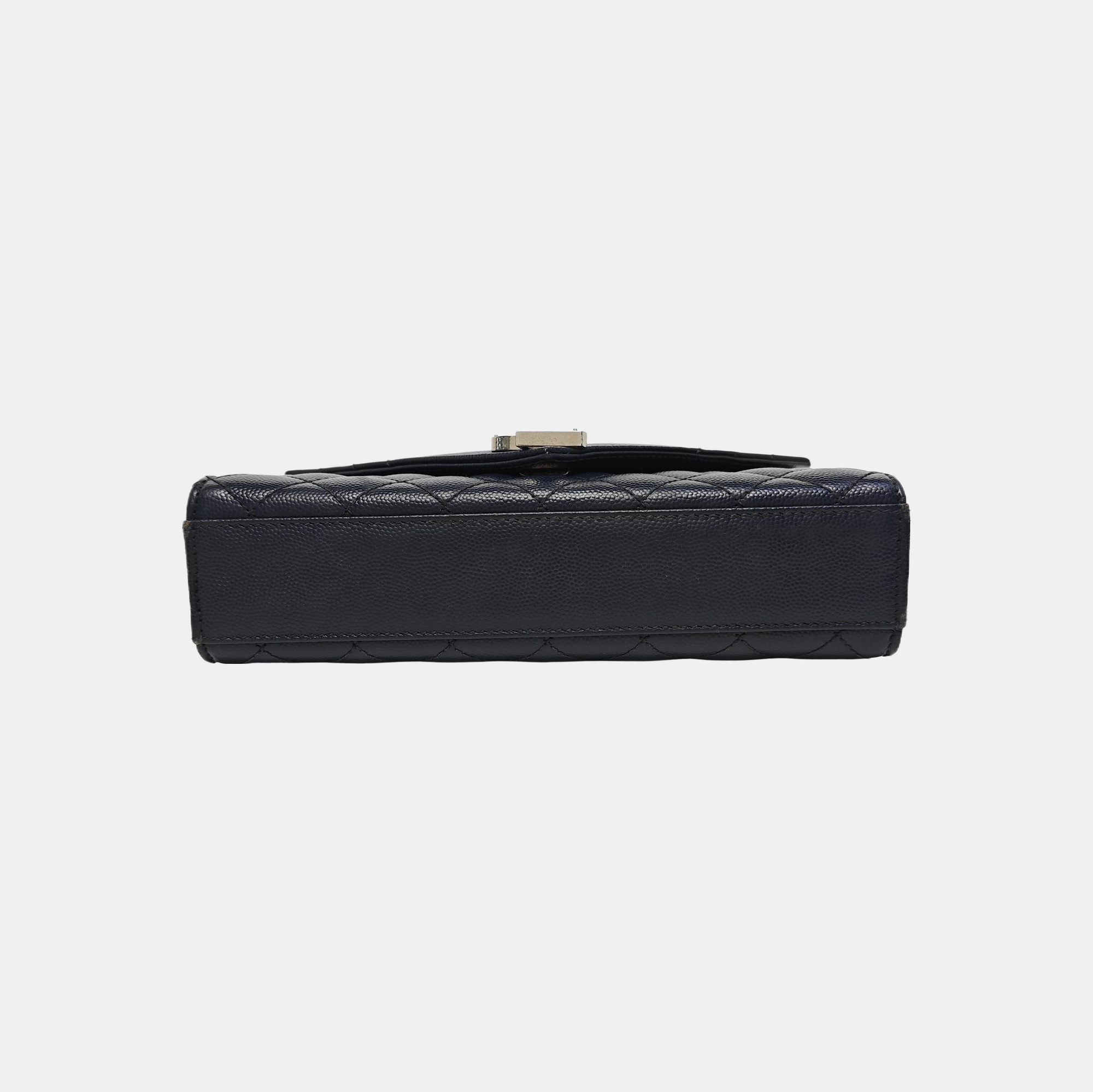 ENVELOPE Small Chevron Calfskin Blue