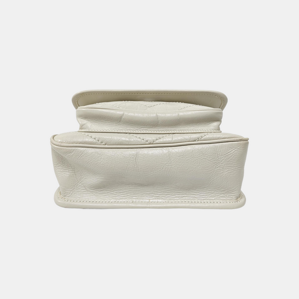 NIKI Small Chevron Calfskin White