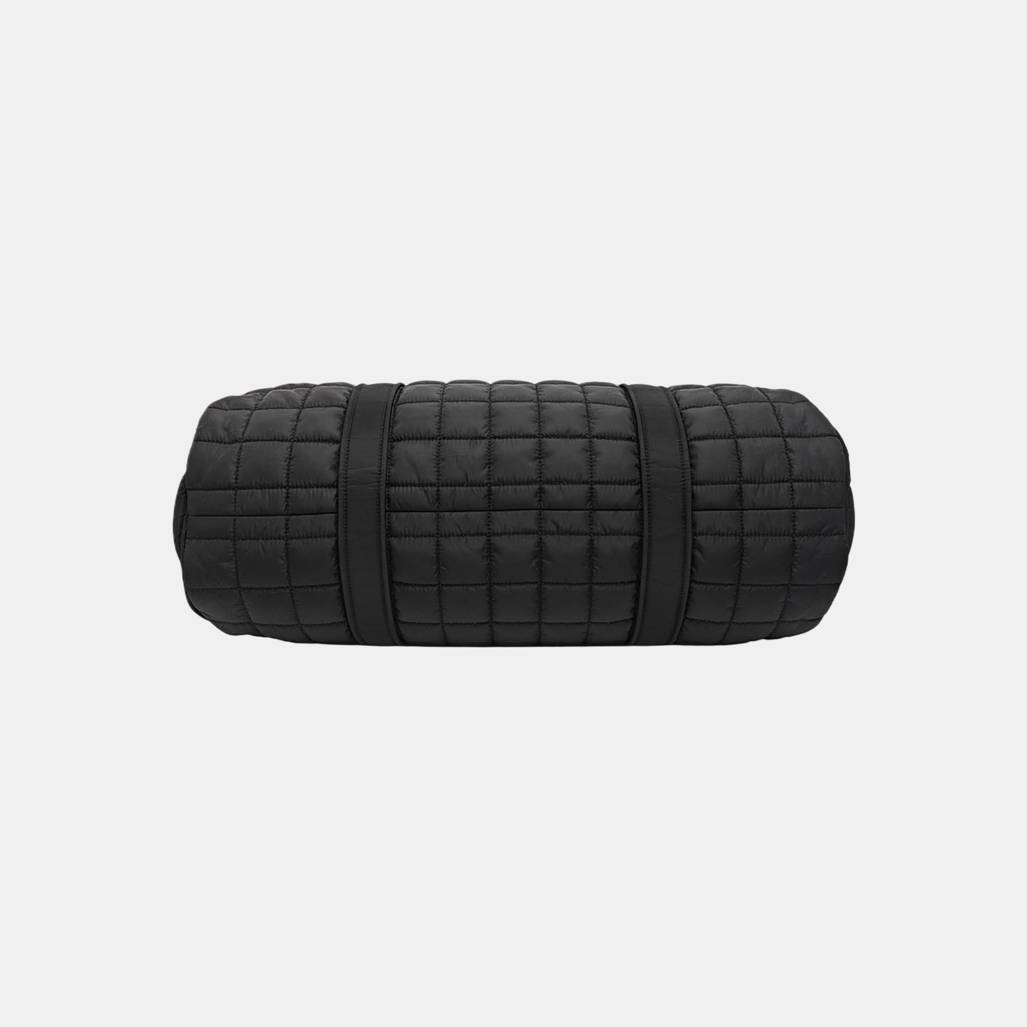 Quilted Nylon Top Handle Bag Black
