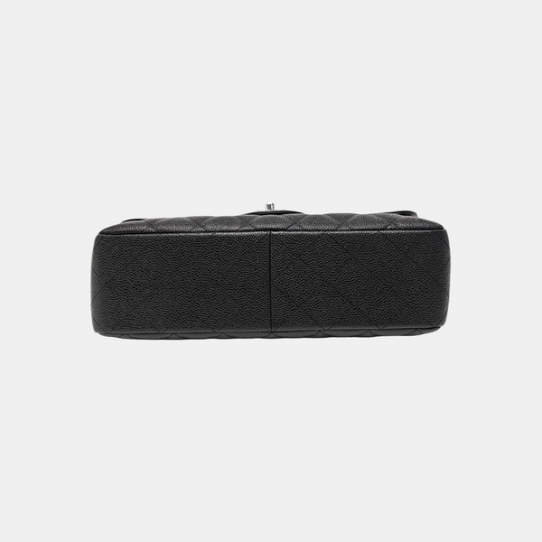 Quilted Grained Calfskin Shoulder Bag Large Black